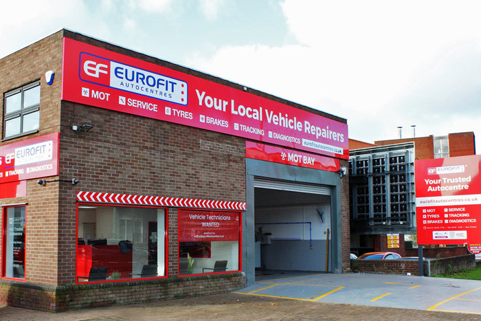 Eurofit Autocentres in Stafford now open outside view of car garage