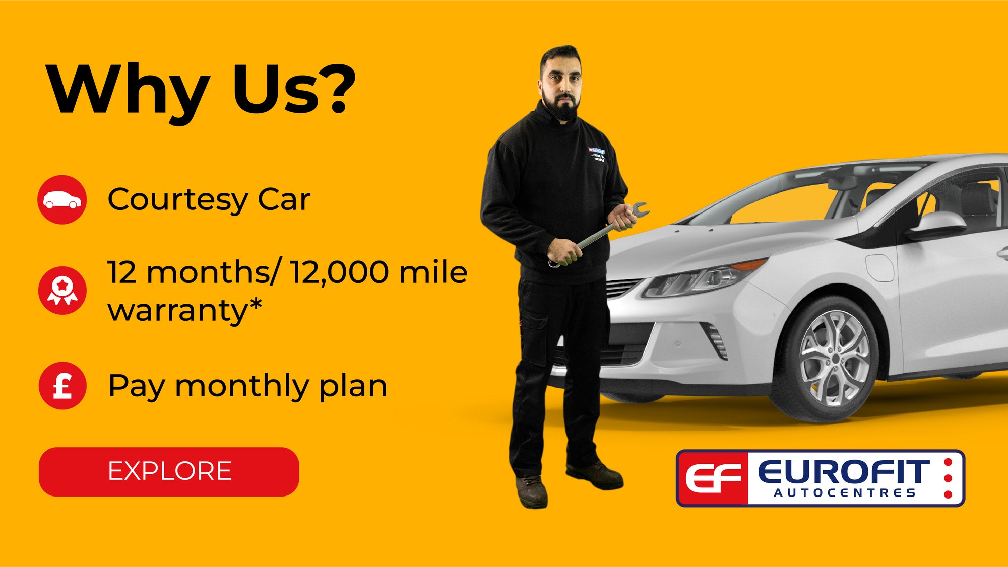 EUROFIT AUTOCENTRES OFFERS COURTESY CAR, 12 MONTHS WARRANTY AND A PAY MONTHLY PLAN 